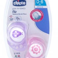 Силиконови залъгалки / бинерони CHICCO Physio Air Purple Pink - 2 бр, снимка 3 - Прибори, съдове, шишета и биберони - 38613960