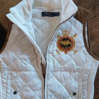 Polo Ralph Lauren Equestrian Vest Suede Trim White Quilted Full Zip - страхотен дамски елек , снимка 2 - Елеци - 42925510
