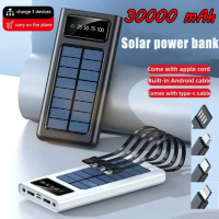 Външна батерия със соларен панел Power bank UKC 8412 30000 Mah кабел за зареждане 4в1., снимка 7 - Външни батерии - 44513330