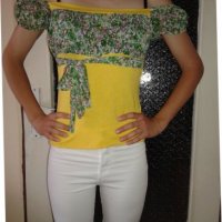като нова жълта блуза с цветя, снимка 1 - Корсети, бюстиета, топове - 39572745