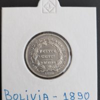 Сребърна монета Боливия 20 Сентавос 1890 г., снимка 1 - Нумизматика и бонистика - 39159802