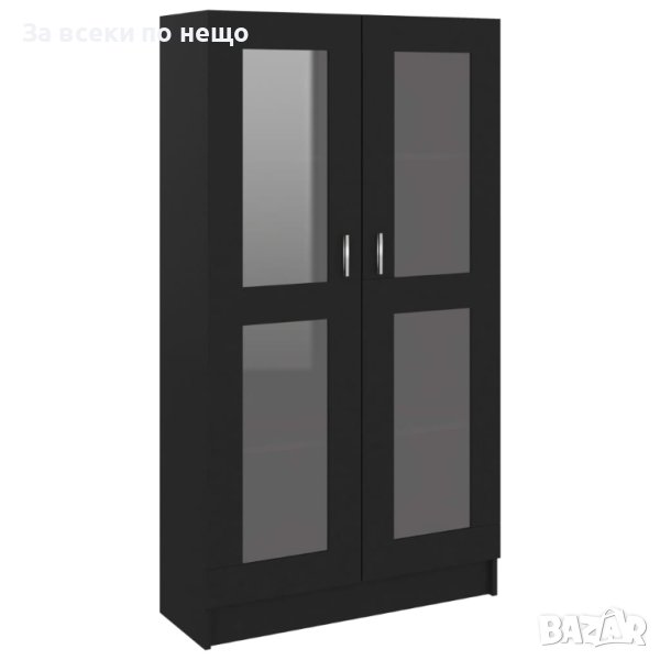 Шкаф витрина, черен, 82,5x30,5x150 см, ПДЧ, снимка 1