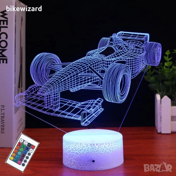 3D LED Нощна Лампа, 16 Цвята Дистанционно Управление НОВА, снимка 1