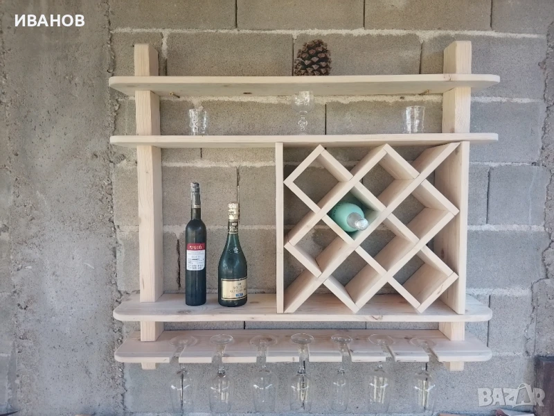  Етажерка за вино и напитки от масив, снимка 1