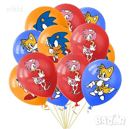 3 бр Соник Sonic Обикновен надуваем латекс латексов балон парти хелий или газ балони, снимка 1