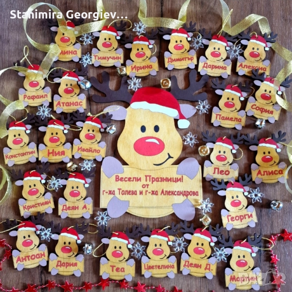 Дървена персонална играчка за елха еленче, снимка 1