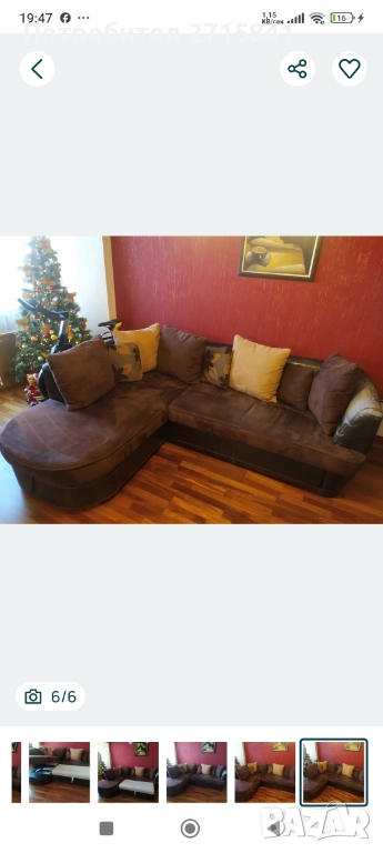 Ъглов диван с функция за сън , снимка 1