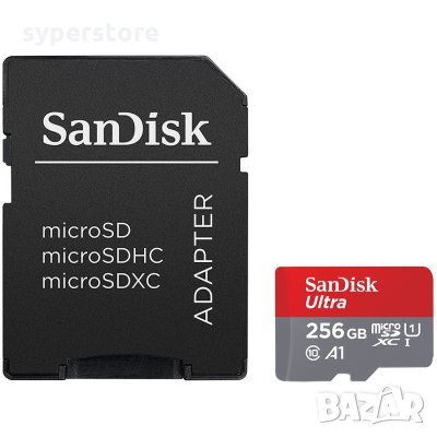 ФЛАШ КАРТА SD MICRO 256GB SanDisk SDSQUAR-256GB-GN6MA, Micro SDXC, + SD Adapter + Memory Zone App, снимка 1