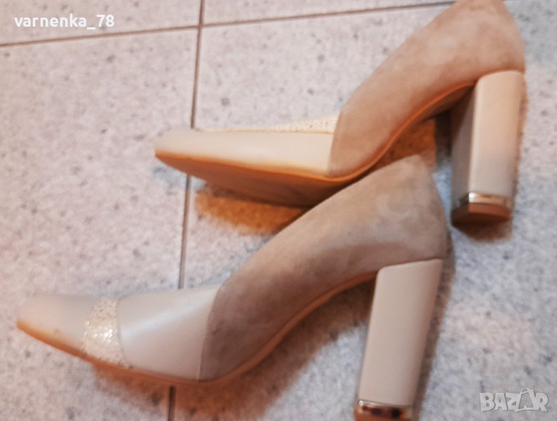 Дамски НОВИ обувки на ток - ествественa кожа бежов - 37 номер, снимка 1
