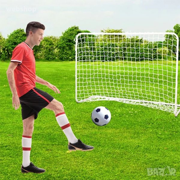 Метална футболна врата , 182 x 122 x 61 см, Бял, снимка 1
