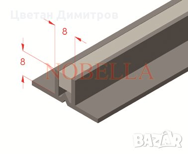 Делатационна лайстна за лепилo, цвят сиво-прозрачно - 8х8 мм, снимка 1