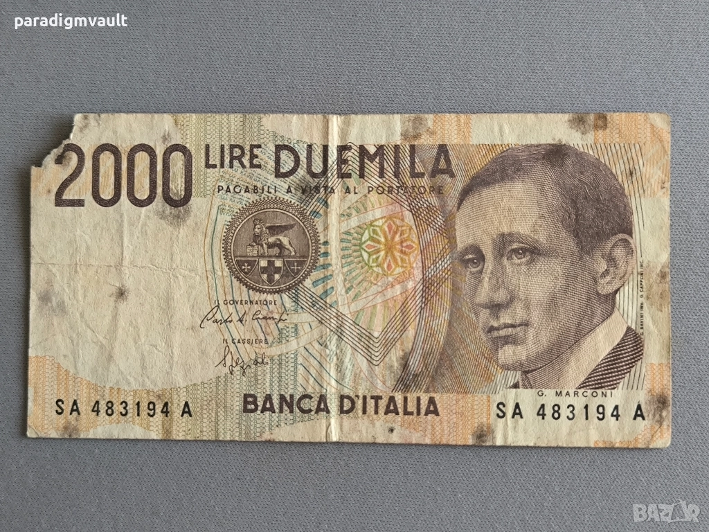 Банкнота - Италия - 2000 лири | 1990г., снимка 1
