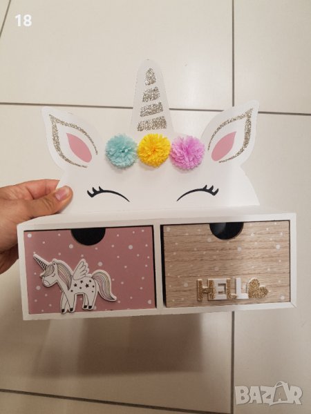 Дървено шкафче еднорог , снимка 1