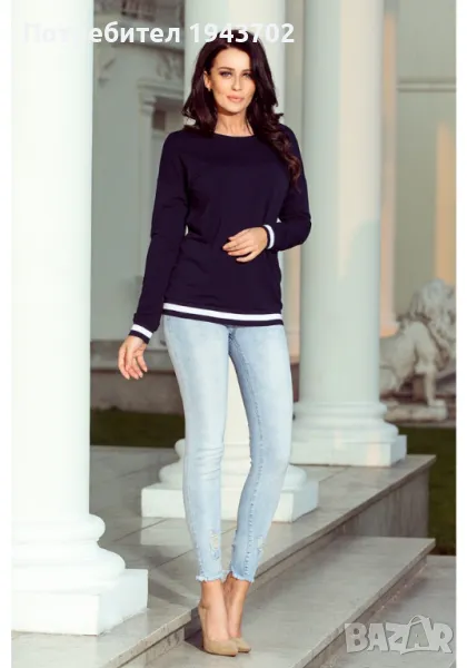 Дамска блуза с дълъг ръкав в тъмносиньо 222-1, снимка 1