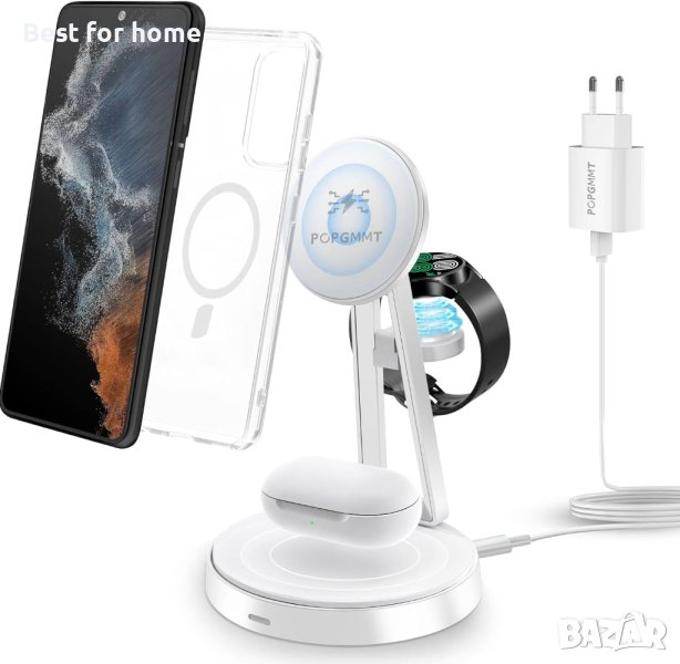 POPGMMT зарядна станция за Samasungв 1, безопасно за Mag, индуктивно безжично зарядно устройство,, снимка 1