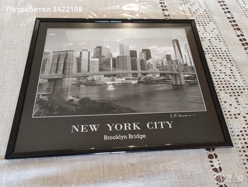 Черно-бяла художествена фотография на Бруклинския мост в Ню Йорк, снимка 1