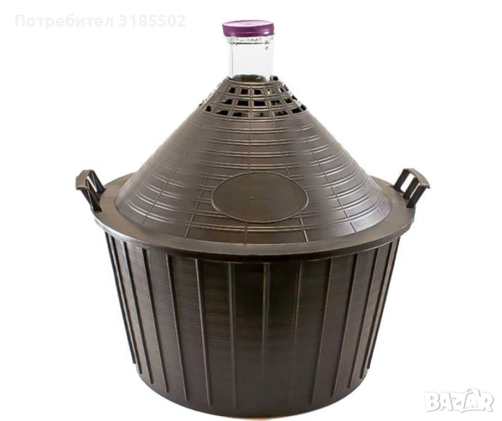 Стъклена дамаджана в кош с дръжки - различни литражи за всяка нужда, снимка 1