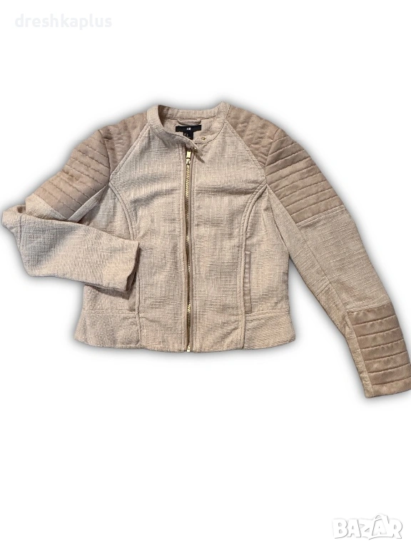 H&M – Късо яке тип Bomber с капитониране – Бежово – отговаря на М размер, снимка 1