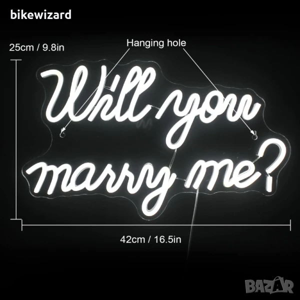 Will You Marry Me неонов надпис димируем ЧЕТЕТЕ ОПИСАНИЕТО, снимка 1