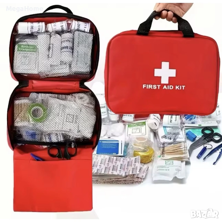 Аптечка напълно оборудвана 173 броя за дома, колата, пътуването, снимка 1