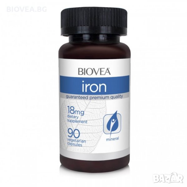Хранителна добавка Biovea IRON 18mg 90 Capsules-Продуктът е със срок на годност до 02/2024г., снимка 1