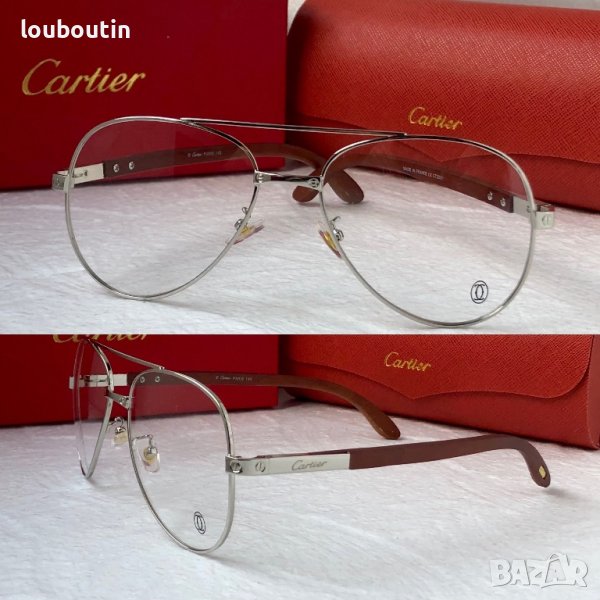Cartier висок клас мъжки слънчеви очила с дървени дръжки, снимка 1
