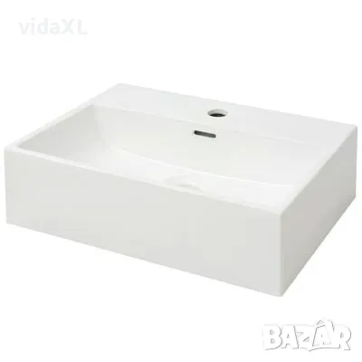 vidaXL Мивка с отвор за кран, керамична, бяла, 51,5x38,5x15 см(SKU:142346), снимка 1