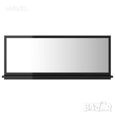 vidaXL Огледало за баня, черен гланц, 90x10,5x37 см, ПДЧ(SKU:804587, снимка 1