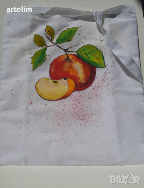 Ръчно рисувана торбичка  "Ябълки ", снимка 1
