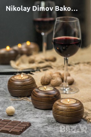 Свещник "тип Буре" Свещници от дърво - орех, снимка 7 - Декорация за дома - 31268544