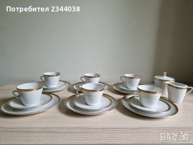 Сервиз за кафе Seltmann Weiden от 60-те години на миналия век със златиста декорация, снимка 4 - Други - 42324631