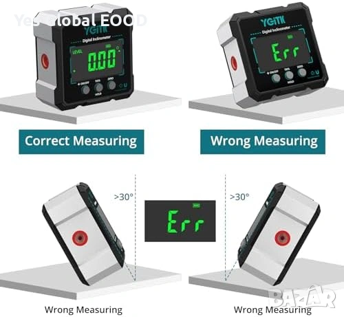 Дигитален ъгломер с LCD дисплей и магнитна основа IP54, снимка 8 - Друга електроника - 53247935