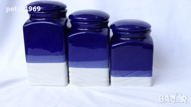 Комплект порцеланови буркани с капаци в бяло и кобалт, снимка 4 - Други - 50627729