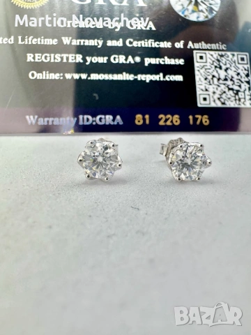 Сребърни обеци с мойсанит (Диамант) 0.5 карата