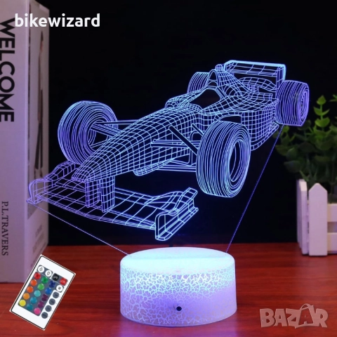 3D LED Нощна Лампа, 16 Цвята Дистанционно Управление НОВА