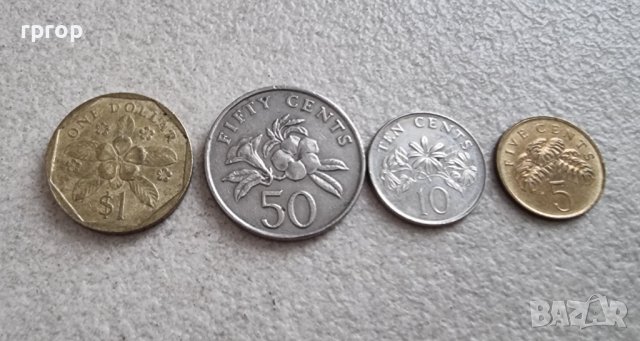Монети. Сингапур. 5,  10 , 50 цента и 1 долар.