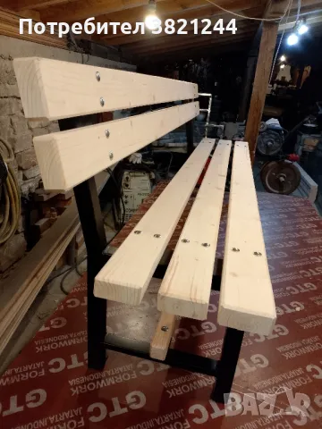Пейка от прахово боядисан метален профил и иглолистна дървесина , снимка 10 - Градински мебели, декорация  - 47703119