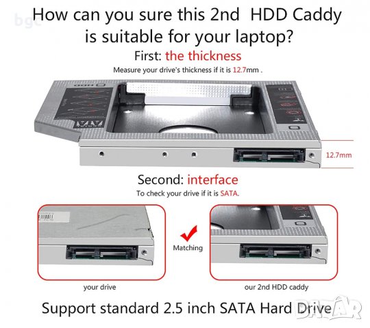 APPLE MacBook Pro Адаптер за Втори Диск HDD/SSD за Лаптоп Кеди SATA A1278 A1286 A1297 13" 15" 17" , снимка 16 - Части за лаптопи - 28476386