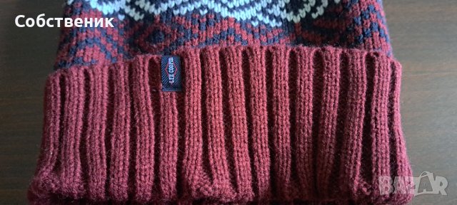 НОВО с етикет lee cooper зимна топла шапка с помпон акрил, снимка 5 - Шапки - 38309638