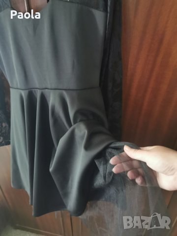 Рокля Jordannis черна с тюл и дантела размер М, снимка 3 - Рокли - 36889848