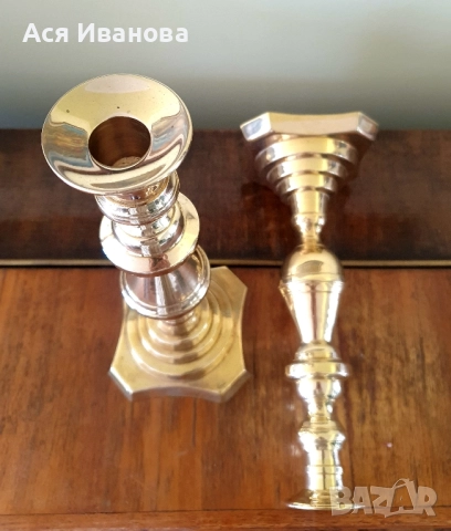 Чифт свещници от месинг, снимка 3 - Декорация за дома - 52038753