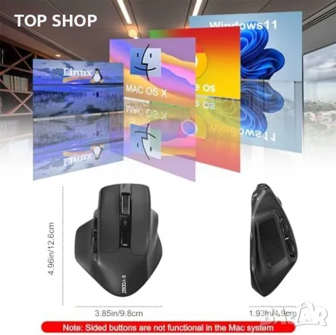 Нова Ергономична Безжична Мишка 5-степен DPI - Идеална за Гейминг, снимка 3 - Клавиатури и мишки - 49509513