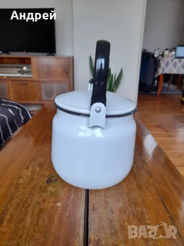 Стар емайлиран чайник #73, снимка 4 - Антикварни и старинни предмети - 49010366