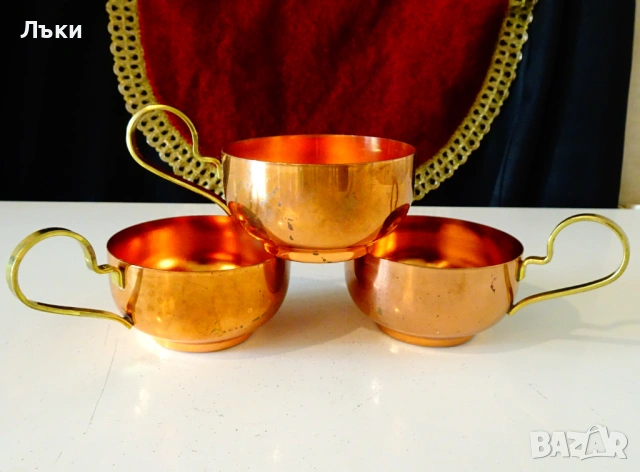Масивни медни чаши 150 мл.,позлата. 
