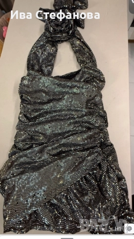 5Д 5D цвете роза Парти официална клубна коктейлна  рокля с блясък сива 