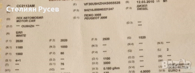 peugeot 3008 1.6HDI 107к.с / дизел -цена 8400лв или 4294,85 евро частно лице продава -редовни докуме, снимка 11 - Автомобили и джипове - 52037754