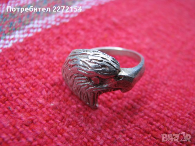 Сребърен пръстен глава Орел, снимка 2 - Антикварни и старинни предмети - 30878460