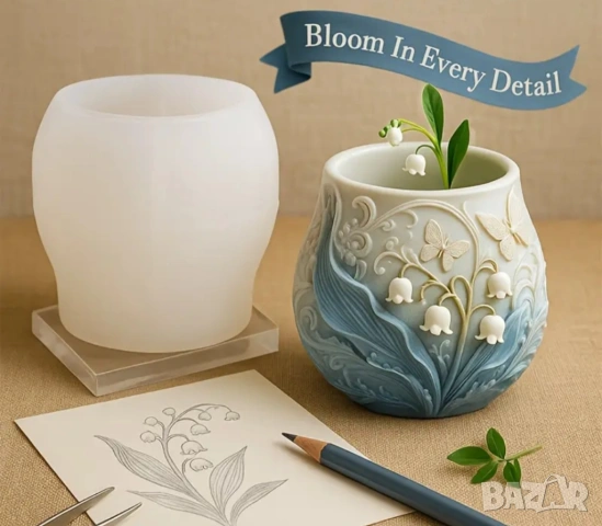 Молд буркан ваза с Момина сълза, снимка 2 - Форми - 53195572