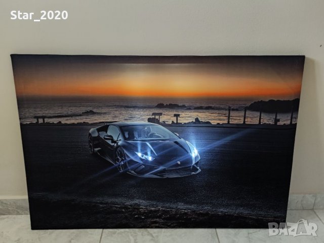 Светеща картина с LED осветление - Lamborghini Huracan , снимка 2 - Картини - 38765988