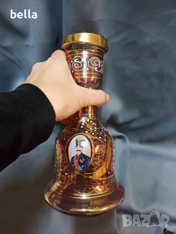 СТЪКЛЕНО ШИШЕ ПОЗЛАТА ОБРАЗ, снимка 4 - Антикварни и старинни предмети - 48781568